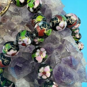 Vintage Floral Cloisonné Necklace